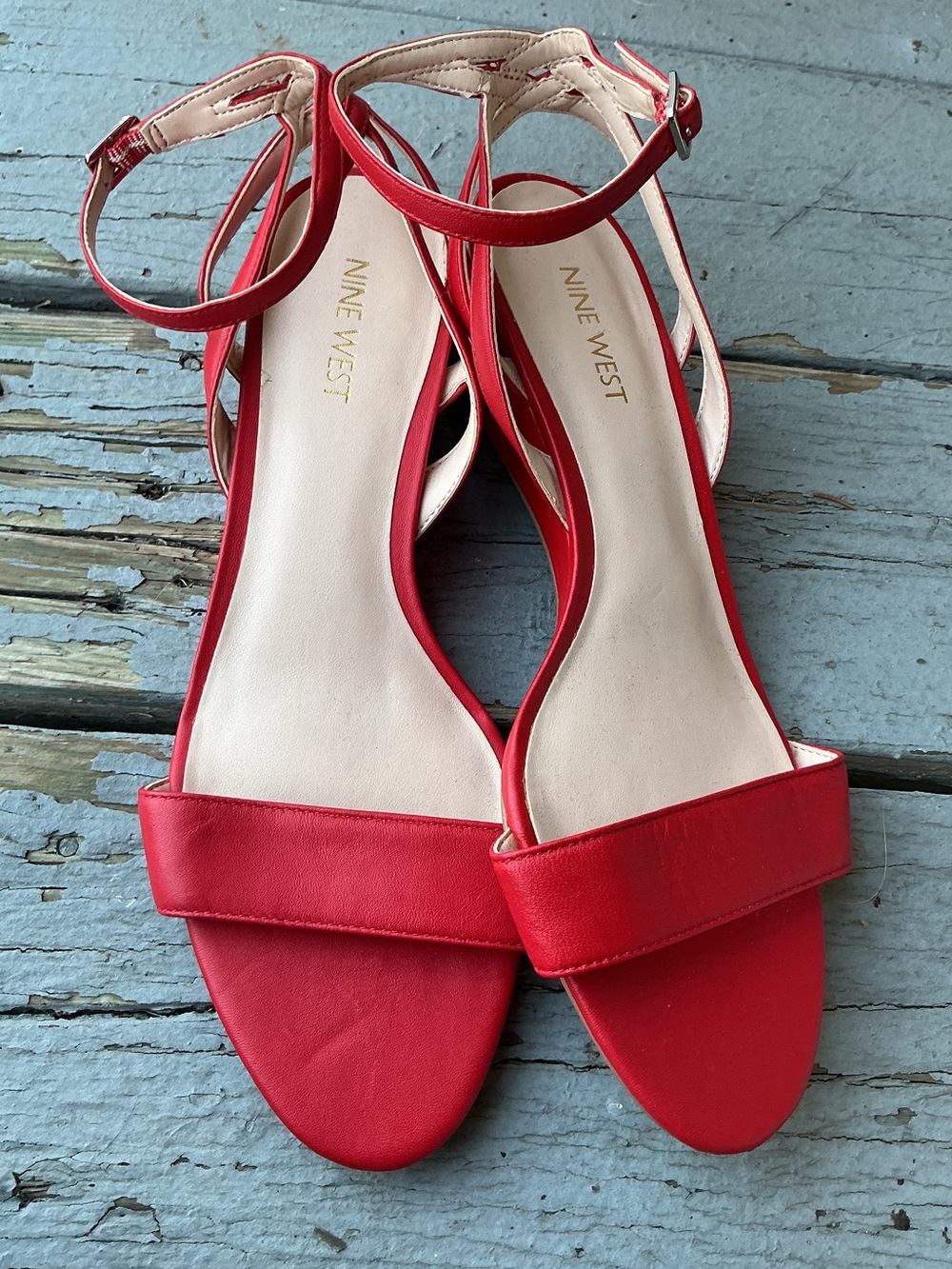 Nine West Red Wedge Ankle-Strap Sandals